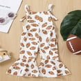 thumbnail image 2 of Toddler Baby Girl Football Season Spaghetti Strap Jumpsuit Rugby Bell Bottom Romper Overalls Flared Pants Outfit, 2 of 7
