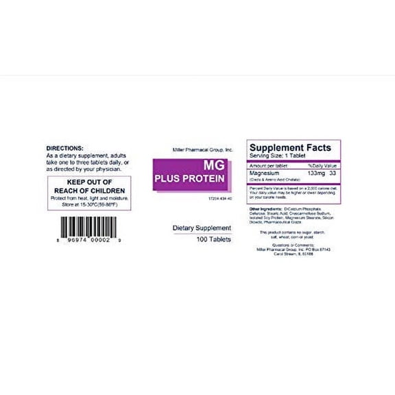 Mg Plus Protein Mg Plus Protein Miller, 100 tabs 133Mg