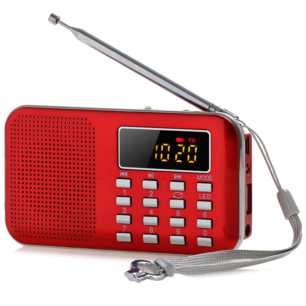 LEFON Multifunction Digital FM Radio Media Speaker MP3 Music Player Support TF Card USB Drive with LED Screen Display and Setting Timing Shutdown Function Red 