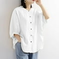 thumbnail image 4 of Women's Vintage O-Neck Three Quarter Sleeve Plus Size Top - Comfortable for Daily or Casual Wear, 4 of 7