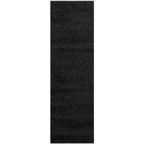 SAFAVIEH California Plush Solid Shag Runner Rug, Black/Ivory, 2'3" x 5'