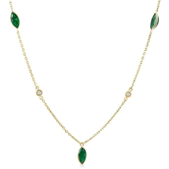 Pompeii 3/4 Ct tdw Marquise Emerald & Diamond By The Yard 18" Necklace (GH,)