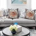 thumbnail image 3 of Boho Pillow Covers 18x18 Inch Set of 2 Blue Orange Throw Pillows Vintage Ethnic Bohemian Coral Floral Print Decorative Pillowcase Farmhouse Linen Cushion Cover for Home Sofa Bedroom, 3 of 6