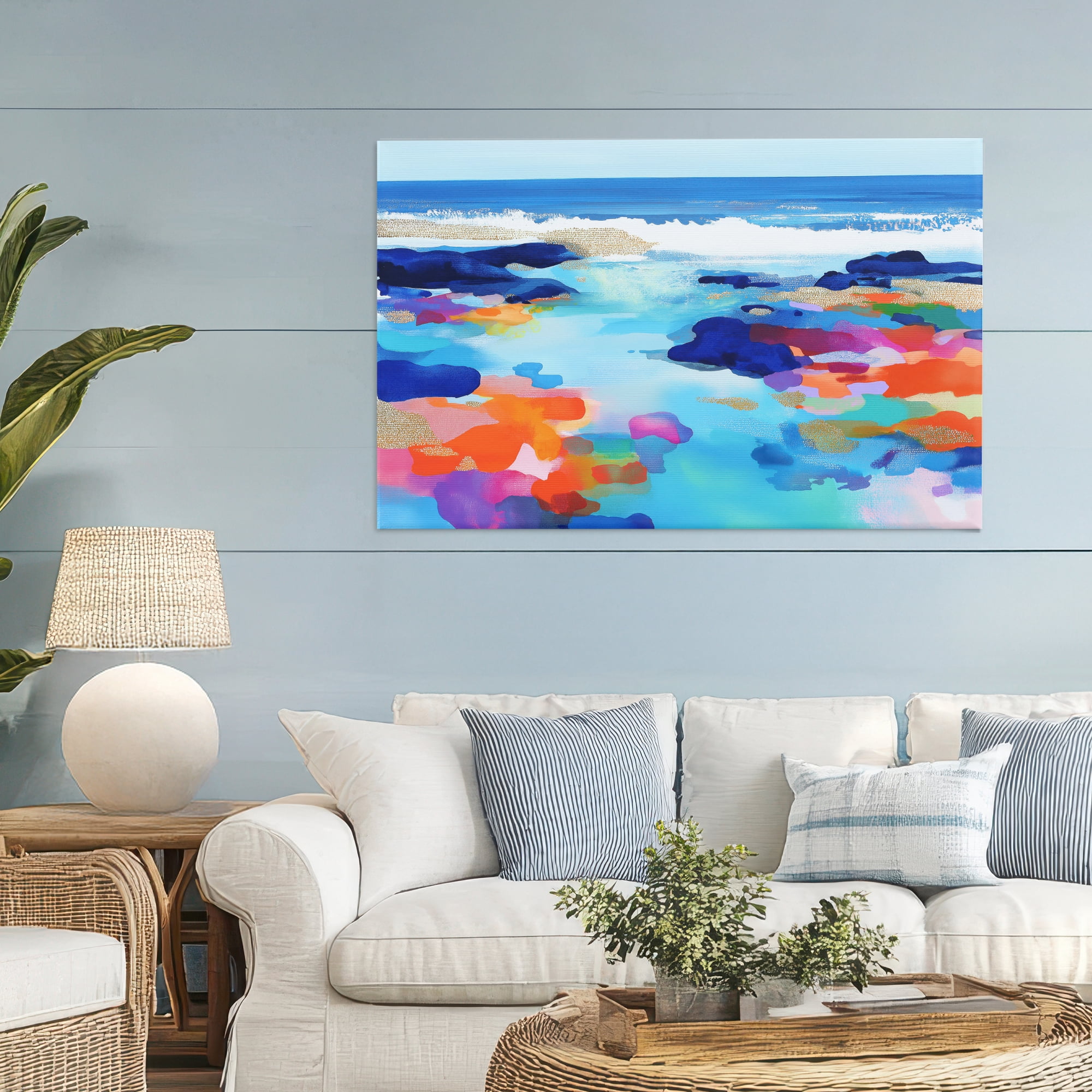 Stupell Industries Coastal Pools Overlay Abstraction Canvas Wall Art, design by Chromatic Storm Studio