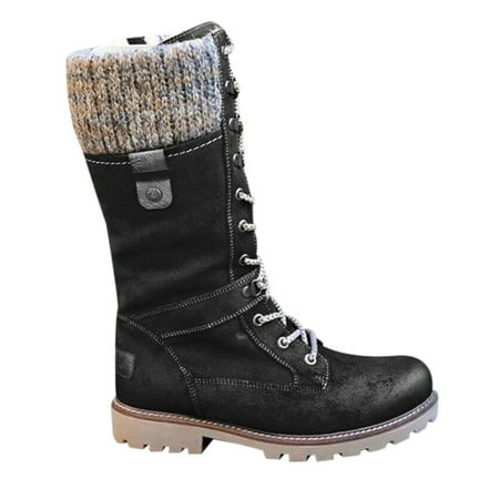 

Womens Low Heel Mid-Calf Slouchy Suede Slip On Casual Boots Boots With Side Zipper 43 Black