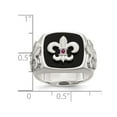 thumbnail image 3 of Mens Sterling Silver Fleur-De-Lis Ring with Black Onyx and Ruby, 3 of 5