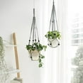 thumbnail image 2 of Mkono Macrame Plant Hanger Indoor Hanging Planter Basket with Wood Beads Decorative Flower Pot Holder No Tassels for Indoor Outdoor Boho Home Decor 35 Inch, Grey, Set of 2 (POTS NOT Included), 2 of 15