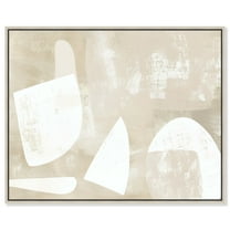 Cream And Ivory Modern Earth Tone Abstracts Canvas Wall Art by Art Remedy, Silver Floater Frame, 30"x24"