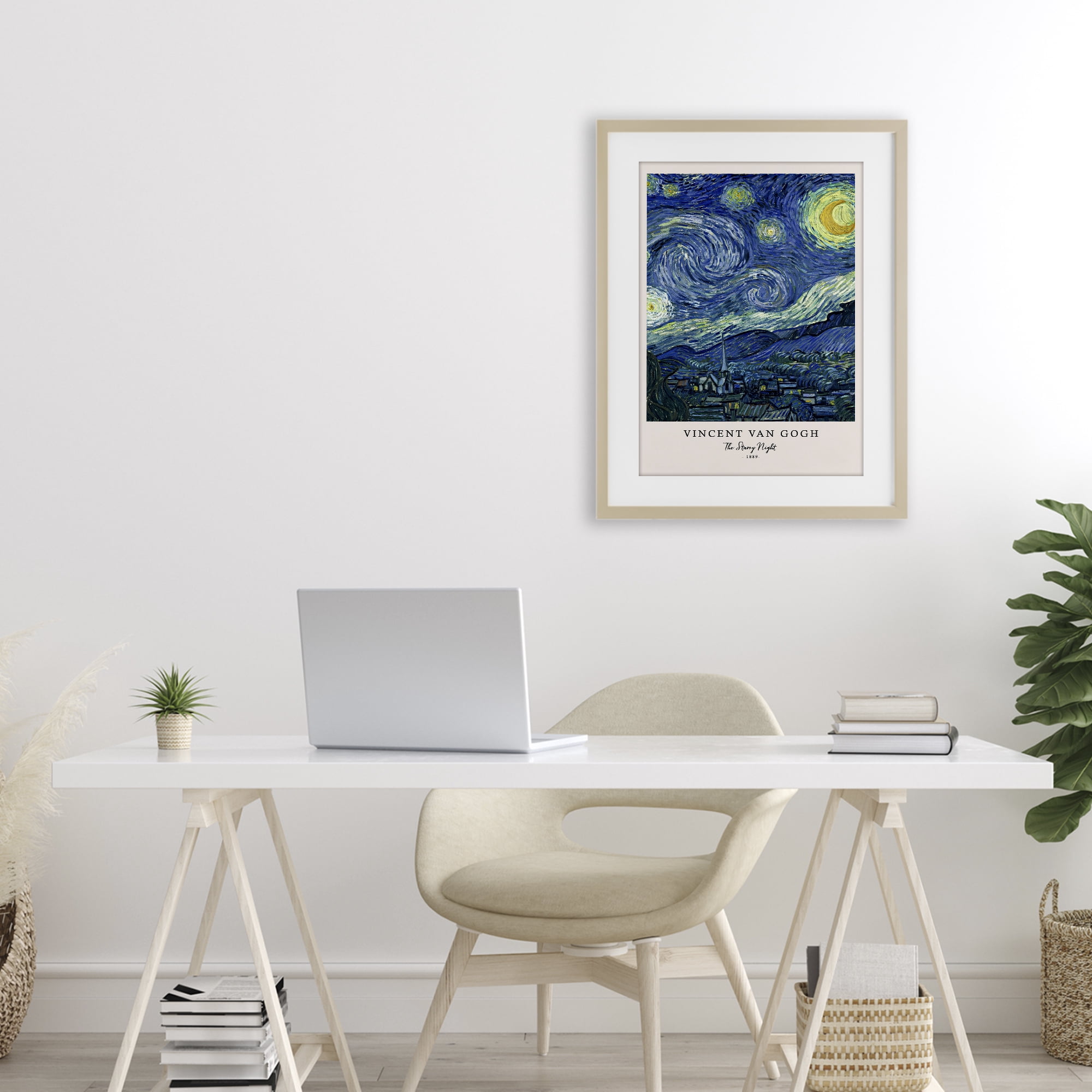 Stupell Industries Classic Starry Night Van Gogh Birch Framed Print Under Glass, design by Vintage Hustle