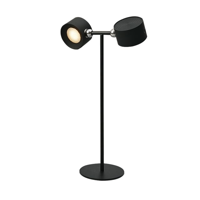 yeacher Lampe de Bureau à Double Tête Rechargeable avec Rotation à 360°, Base Magnétique, Batterie 2000mAh, Luminosité à 3 Niveaux, Télécommande Black-RGBCW