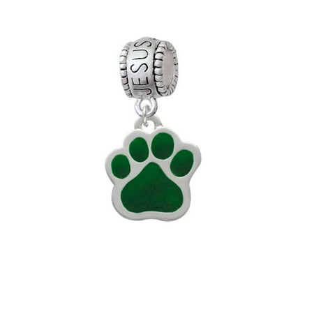 Large Green Paw - Jesus Loves Me Charm Bead