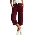 thumbnail image 4 of Tsesme Corduroy Capris for Women Drawstring Elastic Waist Cropped Trousers with Pockets Fall Loose Fits Comfy Bottom Daily Wear, 4 of 8