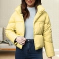 thumbnail image 2 of iHPH7 Puffer Jacket Womens Cropped Puffer Jacket Short Jackets for Women Parkas for Women Zip Up Jackets for Women's Outerwear Winter Coats for Women Yellow M, 2 of 4