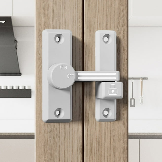 Uscallm Sliding Gate Lock No-Drill Door Lock Push-Pull Door Fastener Adjustable Cabinet Lock Easy-Install Door Stopper for Sliding Barn Doors Interior Cabinet
