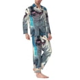 thumbnail image 2 of Yiaed Starry Sky Cloud Bulldog Print Men’s Pajamas Set - Long Sleeve Button Down Sleep Shirt and Pajama Bottoms Sleepwear Set Mens Pjs Sets Men's Pajama Bottoms-, 2 of 7