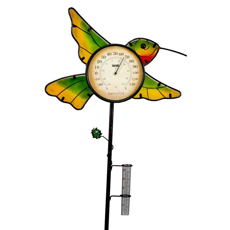 Hummingbird Temperature & Rain Gauge. Garden Stake by Supplier Generic