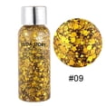 thumbnail image 1 of Gel de brillo corporal con lentejuelas de sirena para rostro, piel, cabello, sombras de ojos y uñas. Maquillaje de fiesta con brillo holográfico grueso de larga duración para festivales y fiestas. Len, 1 of 3