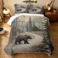 thumbnail image 2 of Manfei Vintage Farm Bear Quilt King, Woodland Cottage King Coverlet Set, Brown, Black Reversible, 3-Piece, 1 Bedspread and 2 Pillowcases, 2 of 7