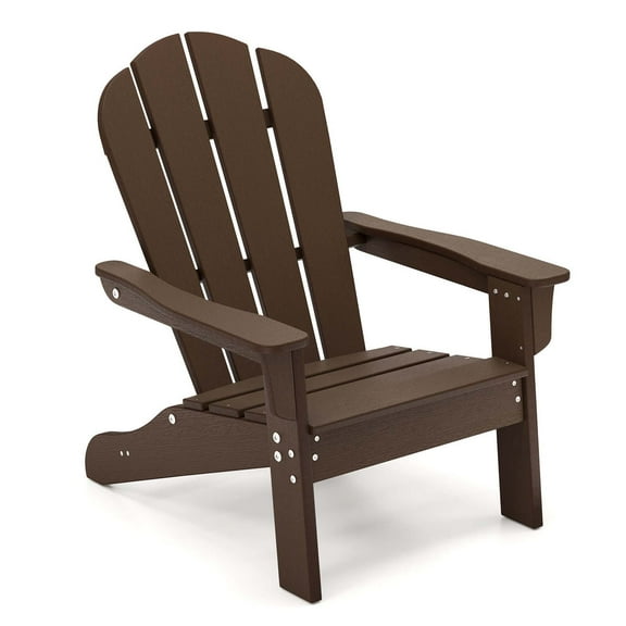 Costway Kids Adirondack Chair with High Backrest Armrests Fire Pit Chair for Kids Ages 3-8 Brown