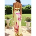thumbnail image 2 of Women Y2k Strapless Maxi Dress Floral Print Tube Long Dress Boho Beach Sundress Going Out Streetwear Light Yellow XL, 2 of 8