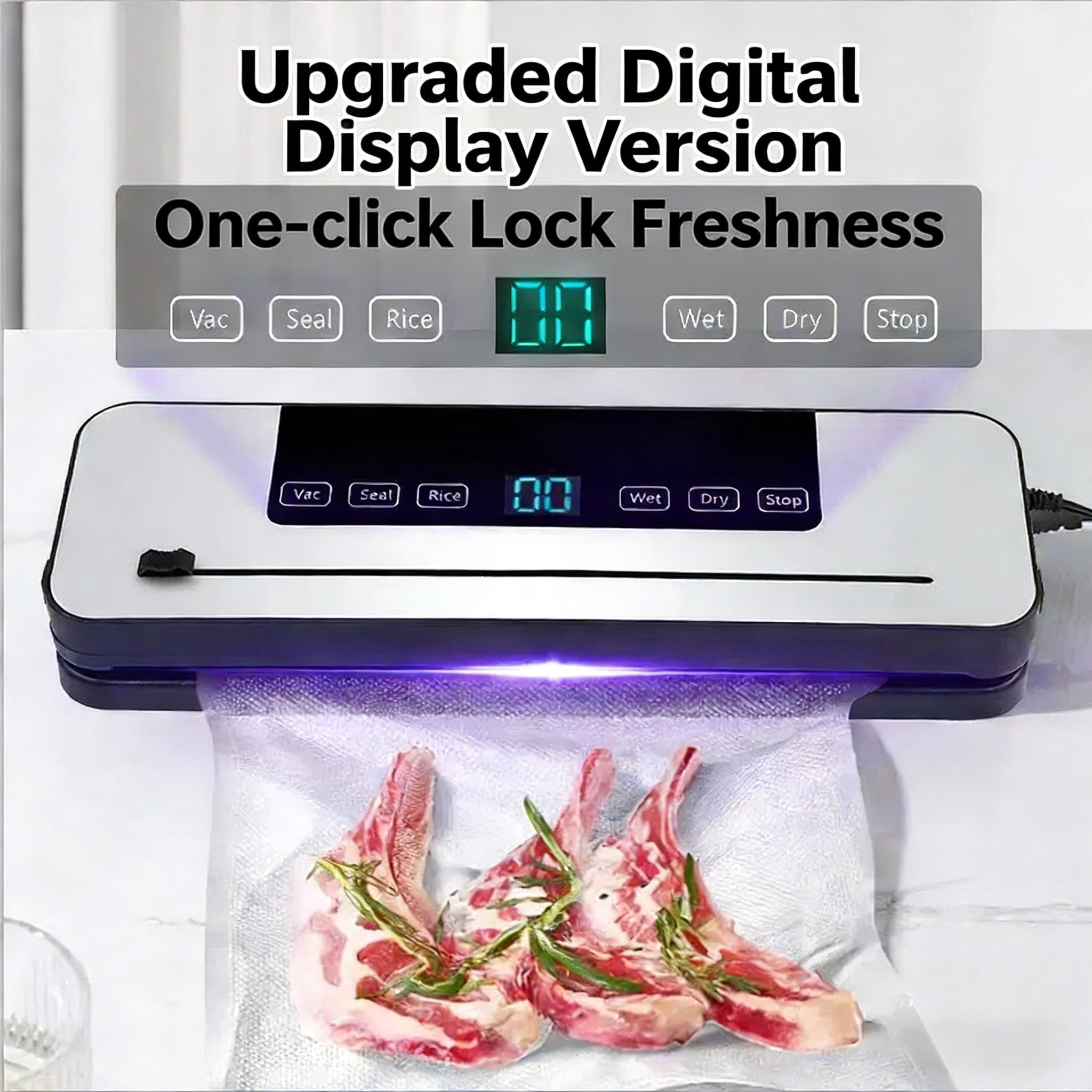 Automatic Vacuum Sealer Machine for Food Storage with 100 Vacuum Sealer Bags, Compact Dry & Moist Food Vacuum Packaging System for Home Kitchen