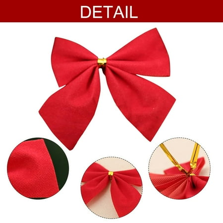 

Ltesdtraw 6pack 12pcs Christmas Bowknot Hanging Sign Pendant Flocking Cloth for Daily Decoration