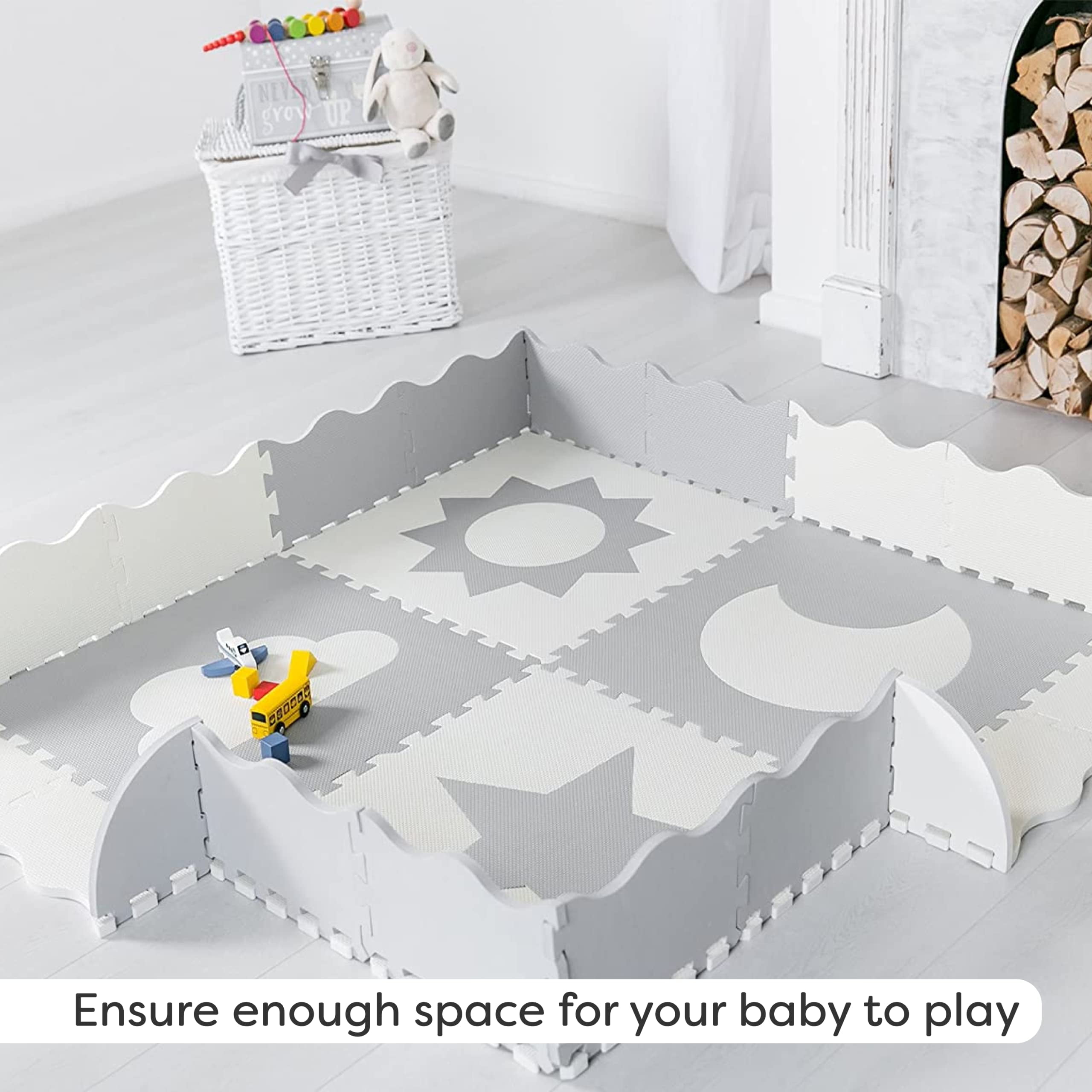 Extra Large 5×7 Non-Toxic Foam Play Mat - Grey/White – Wee Giggles