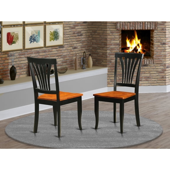 Retro Dining Chairs - Set of 2, Black Finish, Hardwood Frame, 22" x 18" x 36"