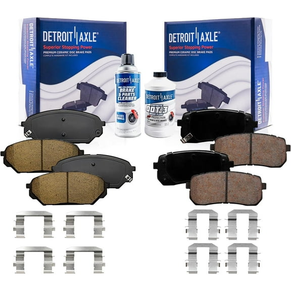 Detroit Axle - Brake Pads for Hyundai 2007-2012 Veracruz Front and Rear Ceramic Brake Pads with Hardware 2008 2009 2010 2011 Replacement