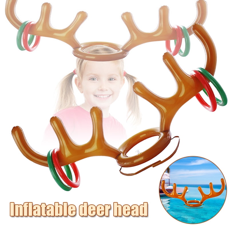 Christmas Inflatable Funny Reindeer Antler Hat Party Game Supplies Toys T 
