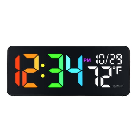 La Crosse Technology 513-1411 Color Changing LED Clock with Indoor Temperature