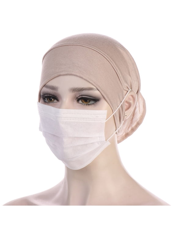Muslim Hijab Undercap with Ear Hole for Headphones Under $8 Soft Breathable Underscarf Inner Cap with Ear Cut Outs Stretch Lightweight Bonnet Turban Under Cap for Women Daily Prayer Sport