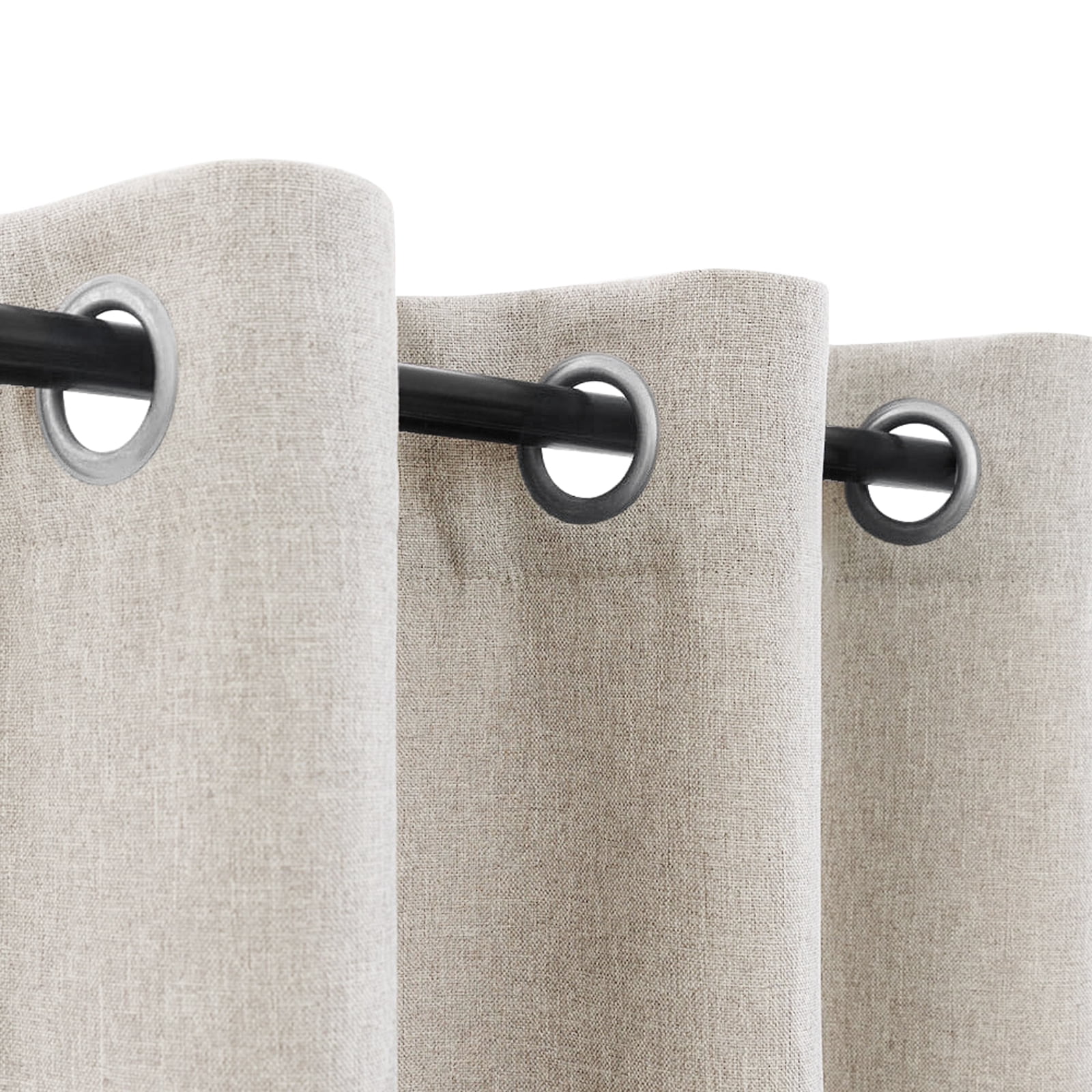 Curtainking Linen Textured Curtain W100 x L96 for Living Room Bedroom Grommet 1 Panel Light Greyish Biege