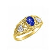 thumbnail image 3 of RYLOS Rings for Women 14K Gold Plated Silver Ring Filigree Heart Birthstone Ring 6X4MM Gemstone & Diamonds Blue Star Sapphire Jewelry for Women Size 5, 3 of 6