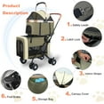 thumbnail image 6 of MINGYI 3-in-1Double Pet Stroller,Foldable Portable Pet  Travel Strolling Cart for Medium Small Dogs Cats, up to 50lbs(Dark Green), 6 of 11