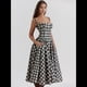 thumbnail image 4 of Vestido Elegante con Corsé para Mujer, Vestido Midi con Tirantes, Escote Bajo, Plisado y Fluido, Vestido de Fiesta con Bustier. Cuadros Rojos L, 4 of 8