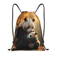 thumbnail image 1 of Xecao Maple Forest Panda Pattern Sports Drawstring Backpack - String Swim Gym Bag with Wet Proof Pocket for Women&Men-Medium, 1 of 6