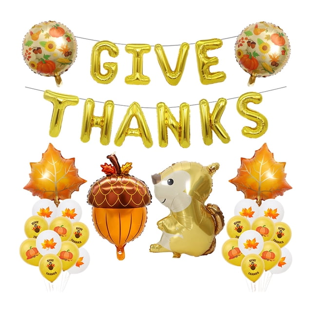 Plastic Balloons Thanksgiving Balloons Set with Squirrels Pinecone Maple Leaf Decorations for Party Theme Layout Single Piece JASKFLY