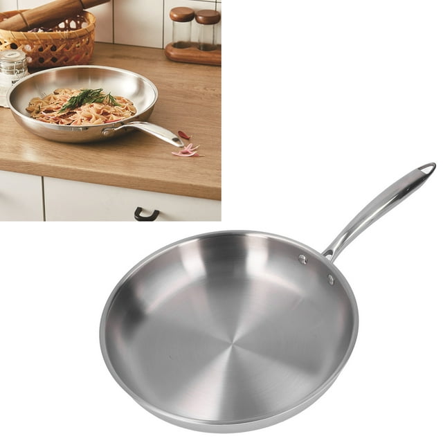 YOUTHINK 304 Stainless Steel 3 Ply Non Stick Frying Pan, Silver