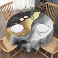 thumbnail image 3 of Black and Gold Marble Glitter Streaks Pattern Round Tablecloth 60"x60",Wrinkle Wipeable Table Cloth for Kitchen Dining Room Picnic Patio Party, 3 of 6