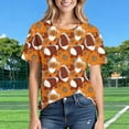 thumbnail image 5 of Womens Tops Rugby Printed Short Sleeved Round Neck Casual T-shirt Orange XXXXXL, 5 of 7