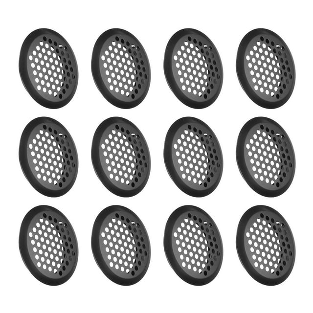 Cubierta de ventilación circular de 12 piezas, ventilación de sofit de 50 mm/2", cubierta de ventilación de sofit de acero inoxidable negra