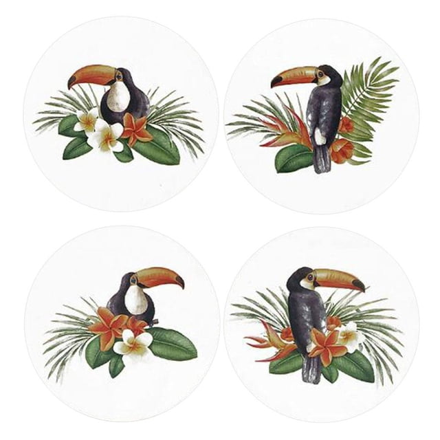 4 Unidades Posavasos de Taza de Café para Navidad de Cerámica de Madera de Corcho para Proteger Su de Comedor Tucán Impreso Baoblaze Posavasos de taza de café
