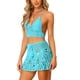 thumbnail image 4 of INSPIRAR CHIC Conjunto de Bikini de 2 Piezas para Mujeres Top Cami Cortado Falda Mini Verano Playa Conjuntos de Tejido de Croché S Azul Claro, 4 of 6