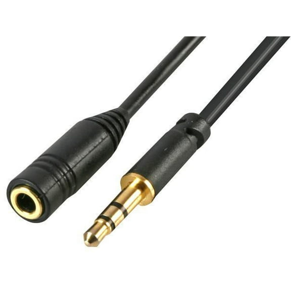 PRO SIGNAL - 3.5mm Slim Stereo Jack Plug to 3.5mm Socket Lead, 1.5m Black