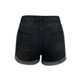 thumbnail image 5 of Audhol Denim Shorts for Women Women's Stretchy Distressed Jean Shorts with Pockets High Waisted Ripped Denim Shorts Cuffed Jean Shorts Short Jean Shorts Black L, 5 of 9