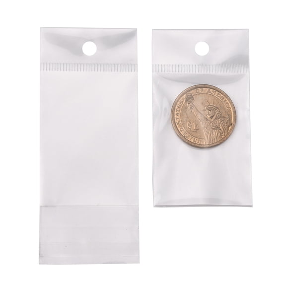 1000 pc Pearl Film OPP Cellophane Bags Self-Adhesive Sealing with Hang Hole Rectangle Clear 9.5x4cm Unilateral Thickness: 0.035mm Inner Measure: 5.4x4cm Hole: 6mm