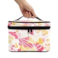 thumbnail image 2 of HELLHERO White Floral and Leaf Pattern Travel Makeup Bags Wide-open Practical Women, 2 of 5