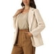 thumbnail image 4 of CHAQUETA FAUX LEATHER BLAZER DE MUJER INSPIRE CHIC CON CUELLO DE SOLAPA PU MOTO BIKER S BEIGE, 4 of 5