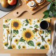 thumbnail image 2 of Placemat Set of 4 Yellow Sunflower Leaves Placemats for Dining Table Watercolor Floral Washable Table Mats for Kitchen and Party Decor Indoor & Outdoor Use, 2 of 8
